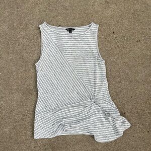 Banana Republic Asymmetrical Ruched Gray and White Tank Top